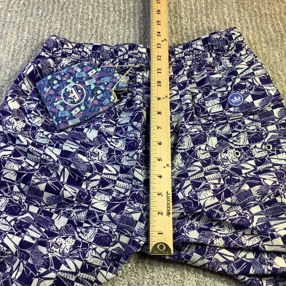 Peter Millar Seaside Men Fish Print Swim Trunks Size‎ S NWT